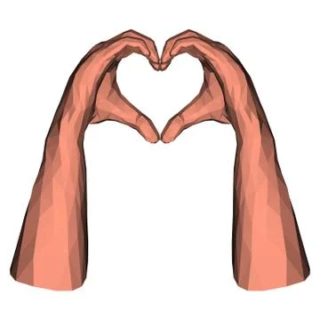 Low poly hands in triangle heart shape Stock Illustration