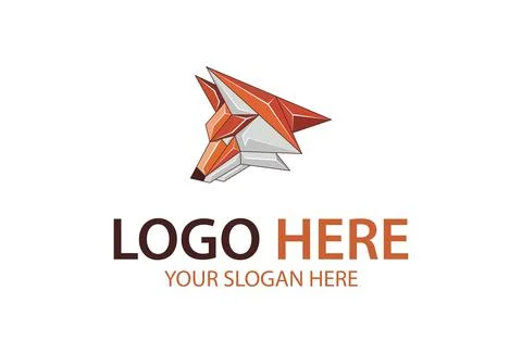 Low Poly Head Fox Logo Design	 Stock Illustration