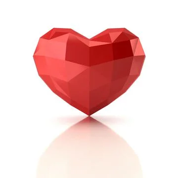 Low poly heart. 3D rendering. Stock Illustration