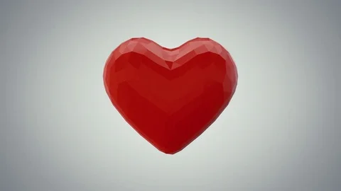 Low Poly Heart Shape, 3d Animation 4k Stock Footage 71834218