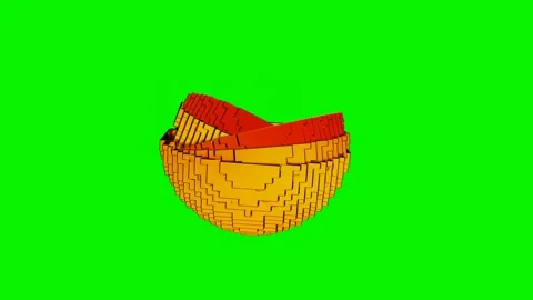 Low poly hemispheres of different sizes spin one in another orange glossy color. Stock Footage 309089706