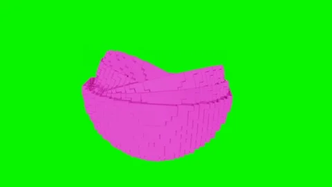 Low poly hemispheres of different sizes spin one in another purple glossy color. Stock Footage 309089712