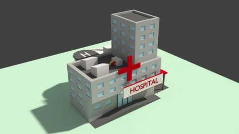 Low Poly Hospital Model 3D Model