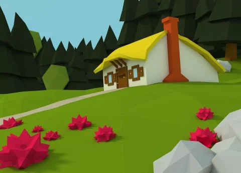 Low poly house Stock Illustration