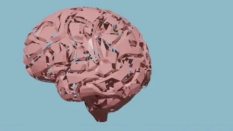 Low poly human brain being destroyed. Abstract animation Stock Footage 267128026