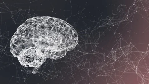Low poly Human brain from particles. Plexus structure evolving around Stock Footage 123402398