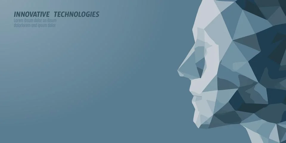 Low poly human profile head. Male profile face side view. Innovation technology Stock Illustration