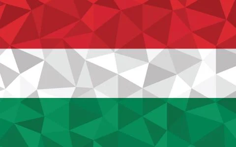 Low poly Hungary flag vector illustration. Triangular Hungarian flag graphic. Stock Illustration