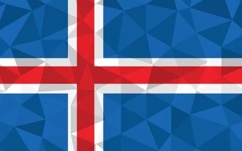 Low poly Iceland flag vector illustration. Triangular Icelander flag graphic. Stock Illustration