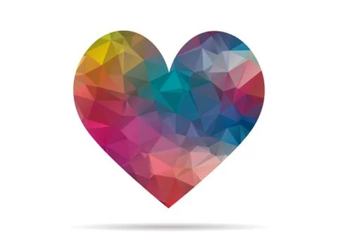 Low poly icon heart 스톡 일러스트
