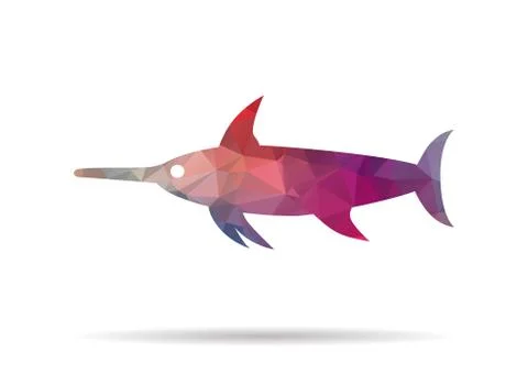 Low poly icon swordfish Stock Illustration