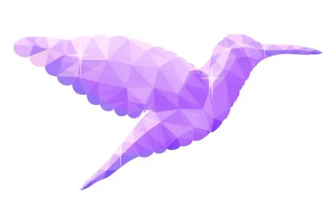 Low poly illustration with beautiful violet bird Stock Illustration