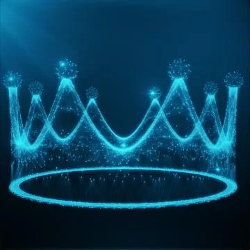 Low poly Illustration Crown Consists of Lines, Dots and Shapes, 3D Rendering Stock Illustration