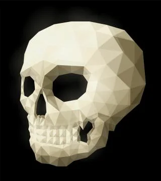 Low poly illustration with isolated white skull Stock Illustration