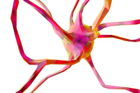 Low-poly illustration of neuron Stock Illustration