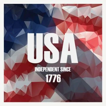 Low poly independence day modern design poster. American holiday Stock Illustration