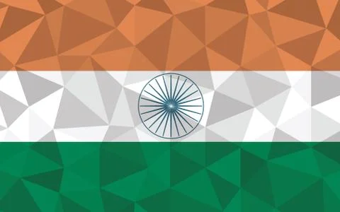 Low poly India flag vector illustration. Triangular Indian flag graphic. Indi Stock Illustration
