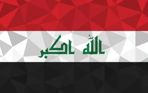 Low poly Iraq flag vector illustration. Triangular Iraqi flag graphic. Iraq c Stock Illustration