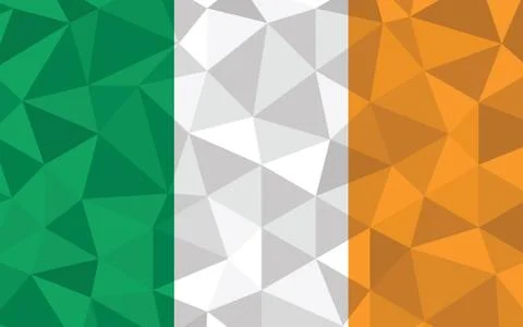 Low poly Ireland flag vector illustration. Triangular Irish flag graphic. Ire Stock-Illustration