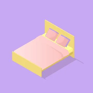 Low poly isometric bed Stock Illustration