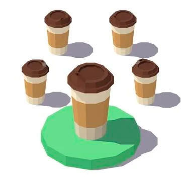 Low poly Isometric Coffee Cup Stock Illustration