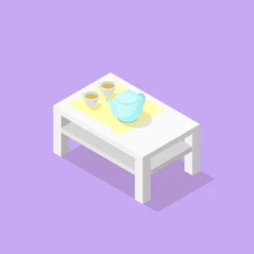 Low poly isometric coffee table Stock Illustration