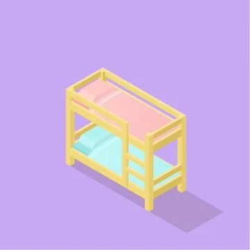Low poly isometric kids bed Stock Illustration