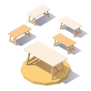Low poly isometric Office Table Stock Illustration