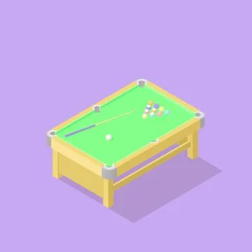 Low poly isometric pool table Stock Illustration