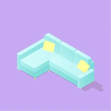 Low poly isometric sofa Stock Illustration