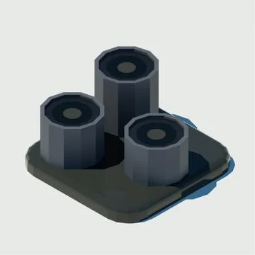 Low poly isometric triple camera. Vector 3d illustration Stock Illustration