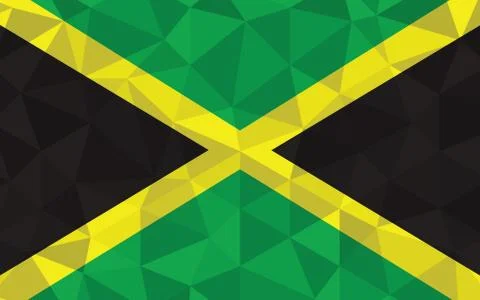 Low poly Jamaica flag vector illustration. Triangular Jamaican flag graphic.  스톡 일러스트
