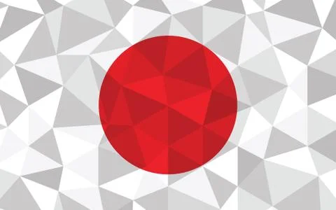 Low poly Japan flag vector illustration. Triangular Japanese flag graphic. Ja Stock Illustration
