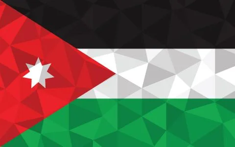 Low poly Jordan flag vector illustration. Triangular Jordanian flag graphic.  Stock-Illustration