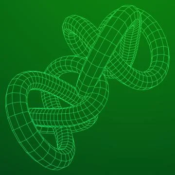 Low poly knot or wire wireframe mesh background. Stock Illustration