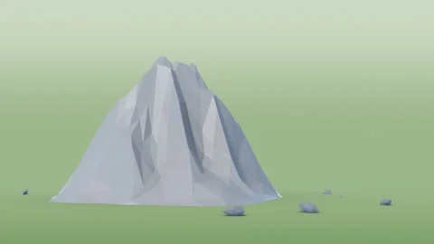 Low poly land scene with popup trees and rocks. Stock Footage 92249566