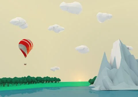 Low poly landscape Stock Illustration