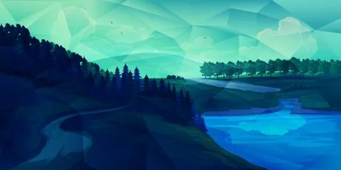 Low poly landscape Stock Illustration