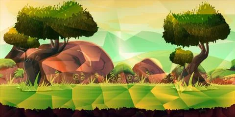 Low poly landscape. . Illustration for your design Stock Illustration