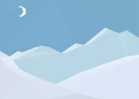 Low Poly Landscape, Night Mountain Stock Illustration