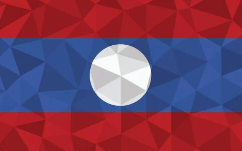 Low poly Laos flag vector illustration. Triangular Lao flag graphic. Laos cou Stock Illustration