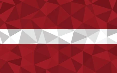Low poly Latvia flag vector illustration. Triangular Latvian flag graphic. La Stock-Illustration