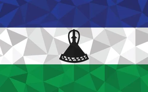 Low poly Lesotho flag vector illustration. Triangular Basotho flag graphic. L Stock Illustration
