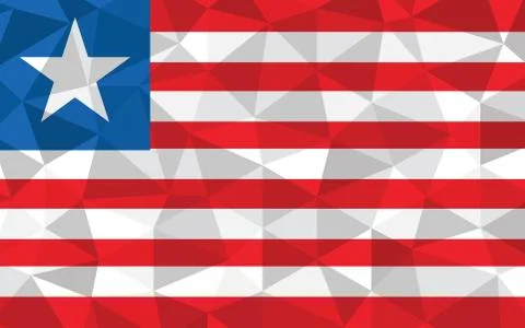 Low poly Liberia flag vector illustration. Triangular Liberian flag graphic.  스톡 일러스트