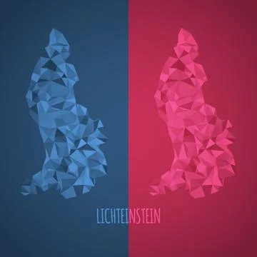 Low Poly Lichteinstein Map with National Colors Stock Illustration