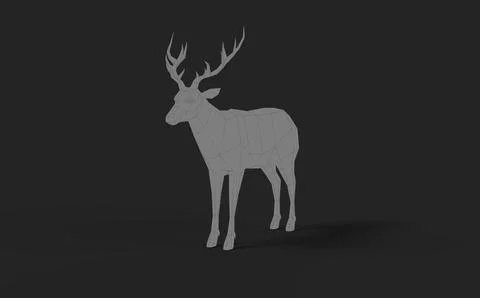 Low poly line cartoon style grey deer stag on black background modern graphic Stock Illustration