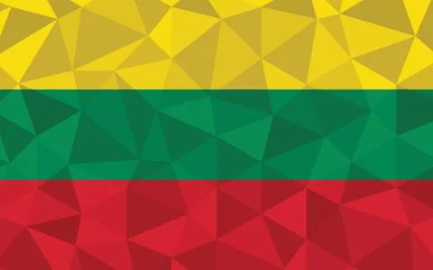 Low poly Lithuania flag vector illustration. Triangular Lithuanian flag graph Stock-Illustration
