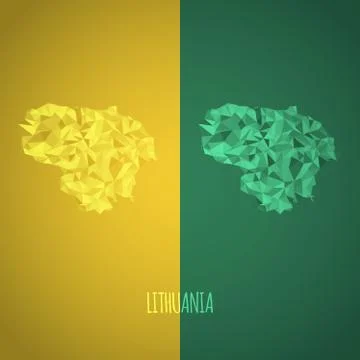 Low Poly Lithuania Map with National Colors Stock Illustration