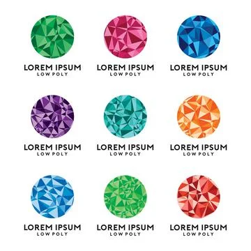 Low Poly Logo Template Set Stock Illustration