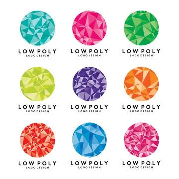 Low Poly Logo Template Set Stock Illustration